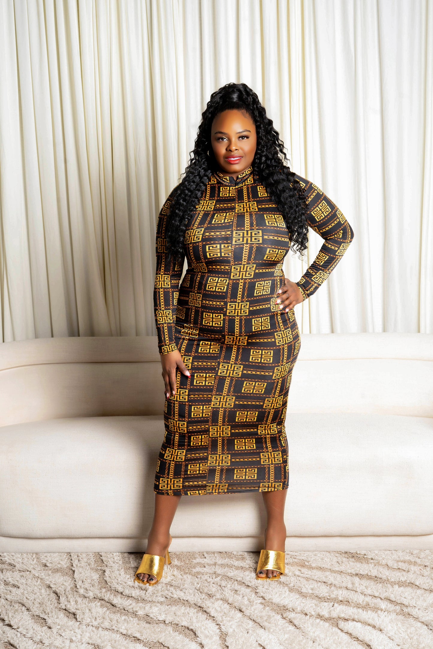 Making Moves black/gold Maxi Dress