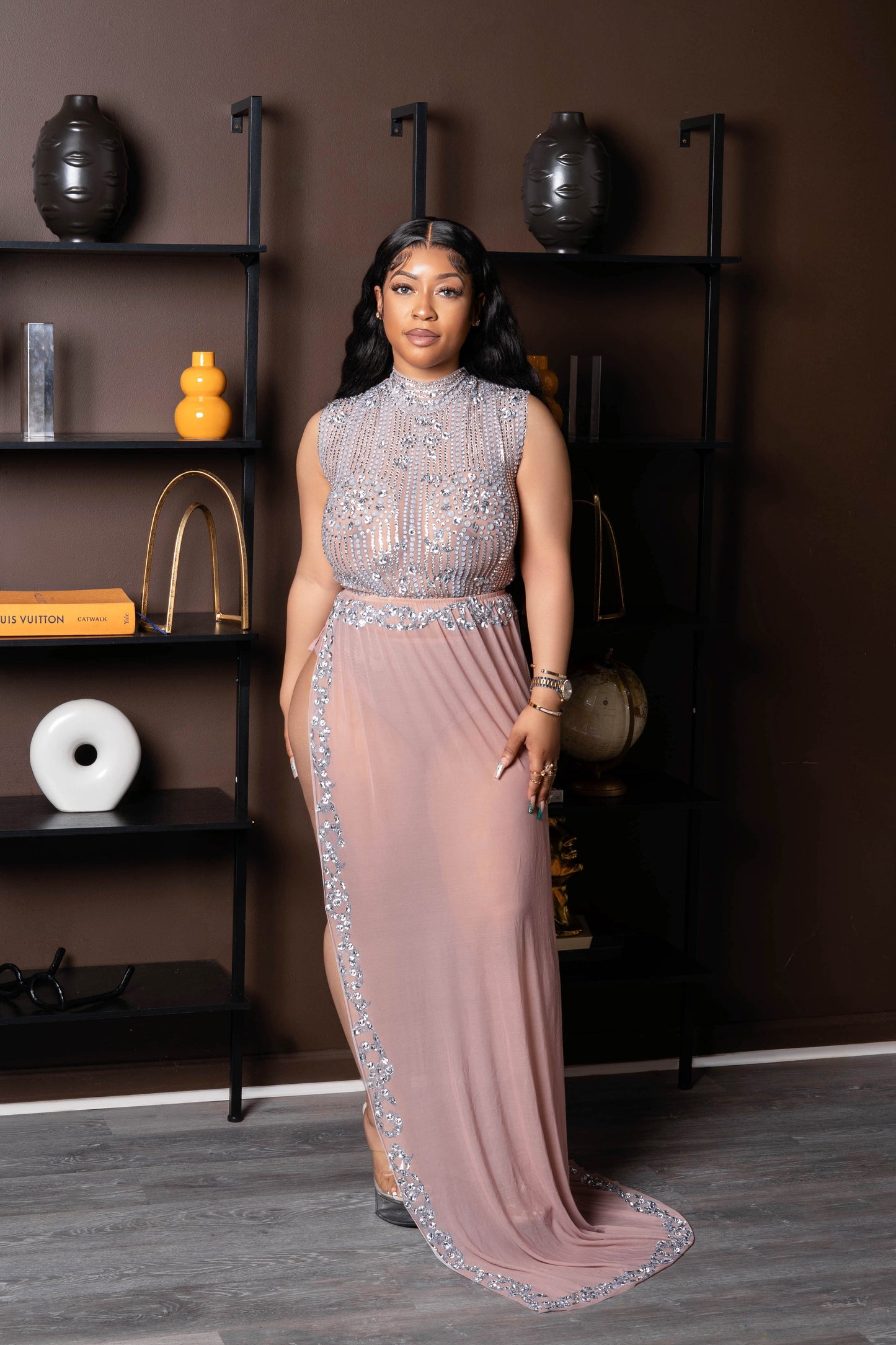 High Class Crystal Mesh 3pc Skirt Set