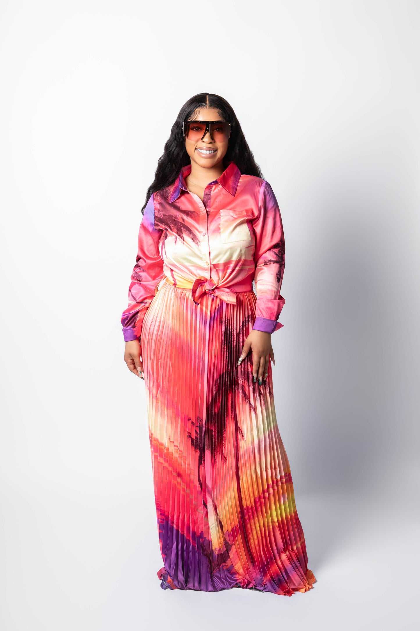 Tropical Paradise Sunset 2pc Skirt Set