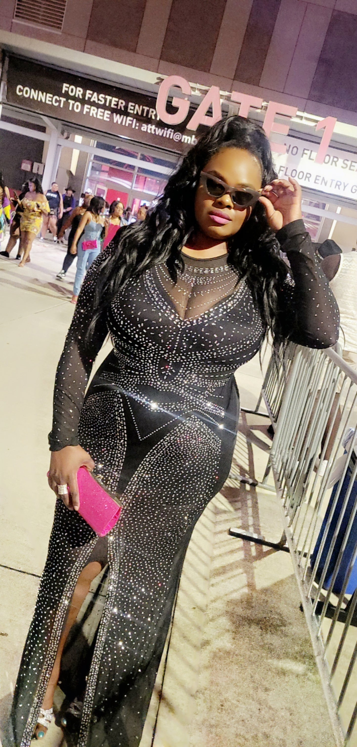 Black & Classy Rhinestone Evening Dress
