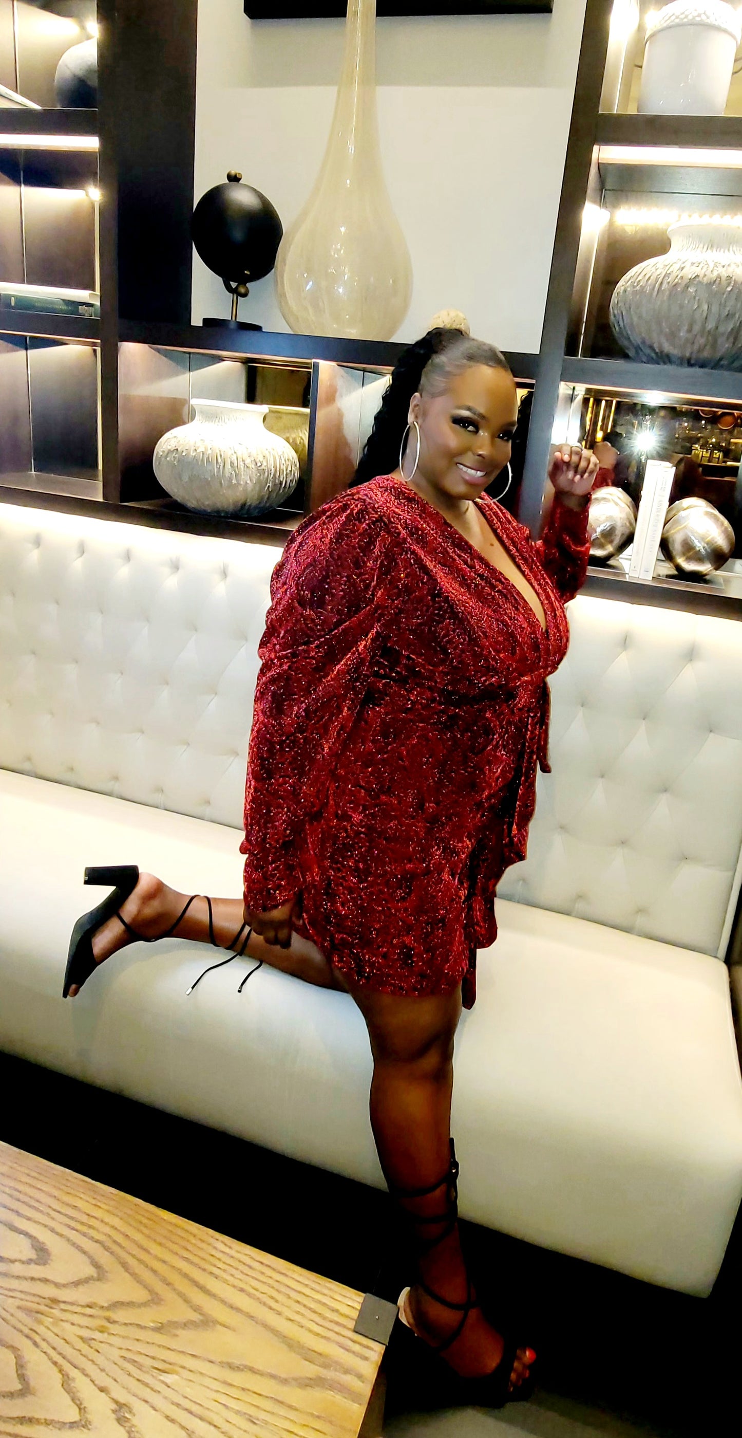 Spicy and Vivacious Shimmer Red Dress