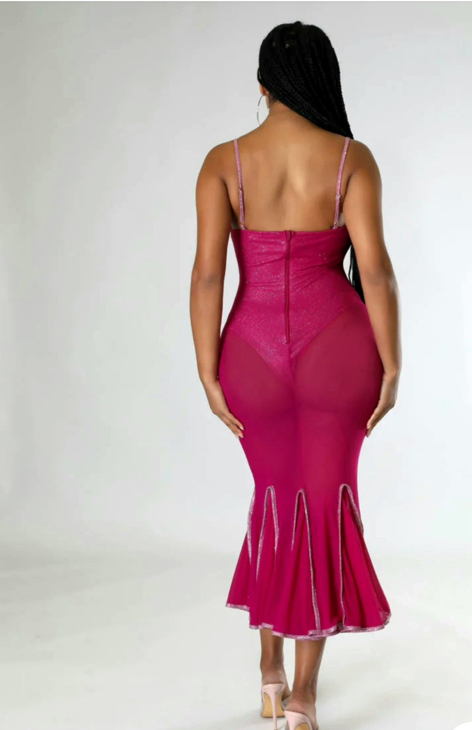 STARLIGHT PINK MEST RUFFLE DRESS