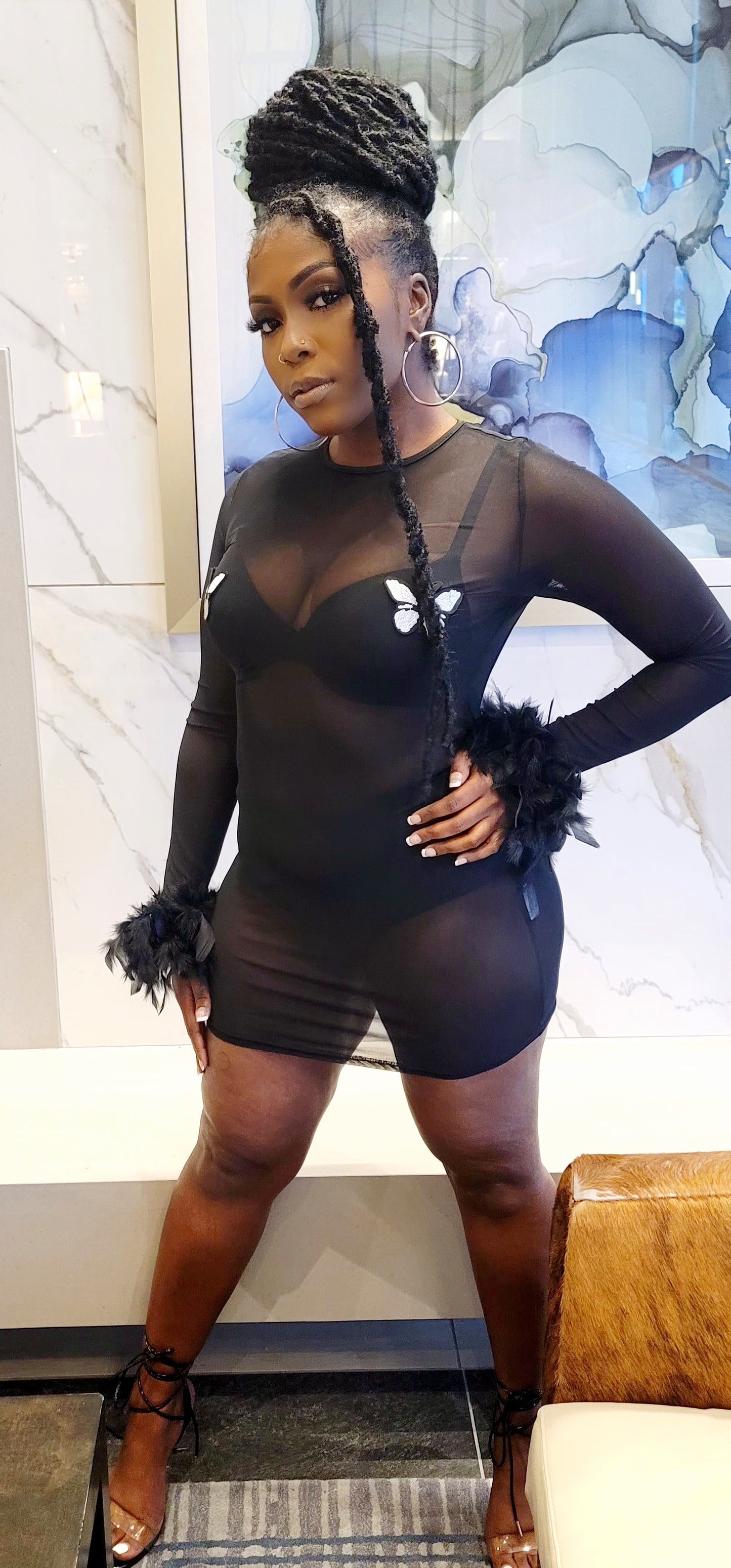 Black Butterfly Sheer Dress