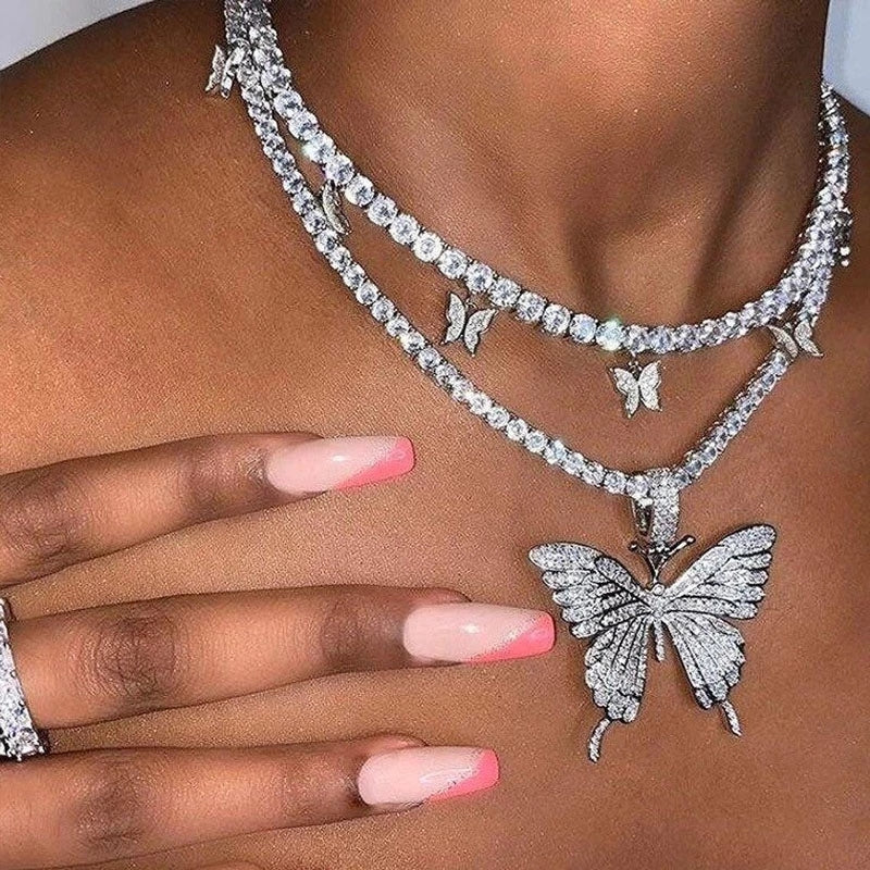 Butterfly choker necklace 2pc