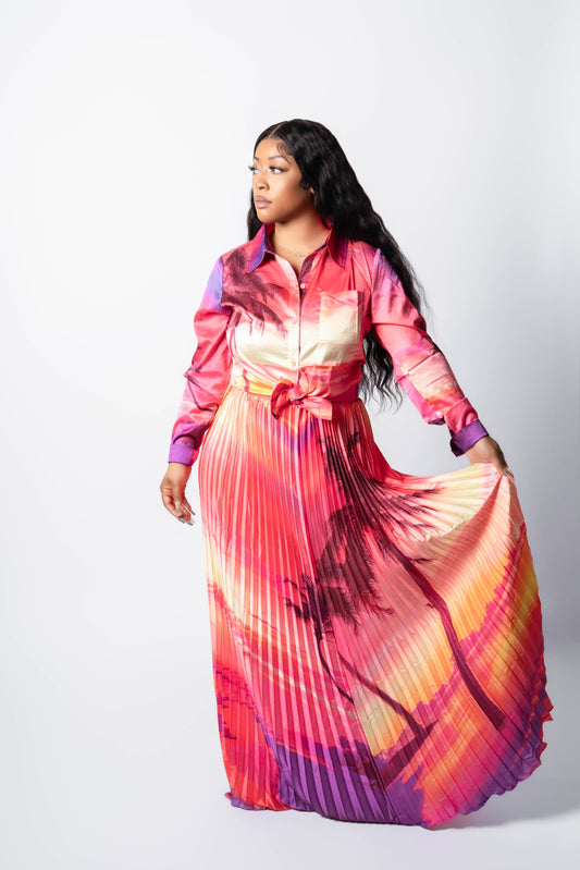 Tropical Paradise Sunset 2pc Skirt Set