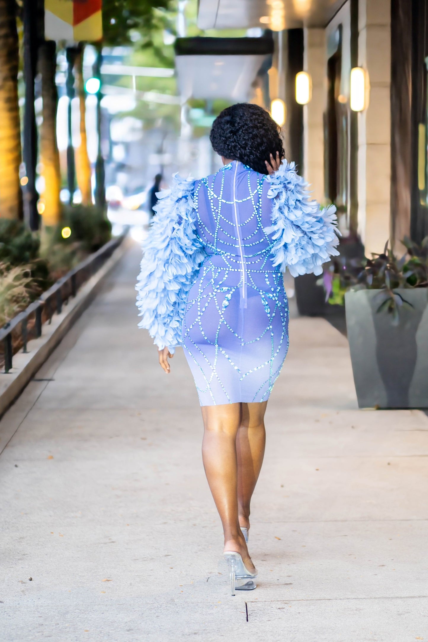 Feather Me Baby Blue Diamond Dress