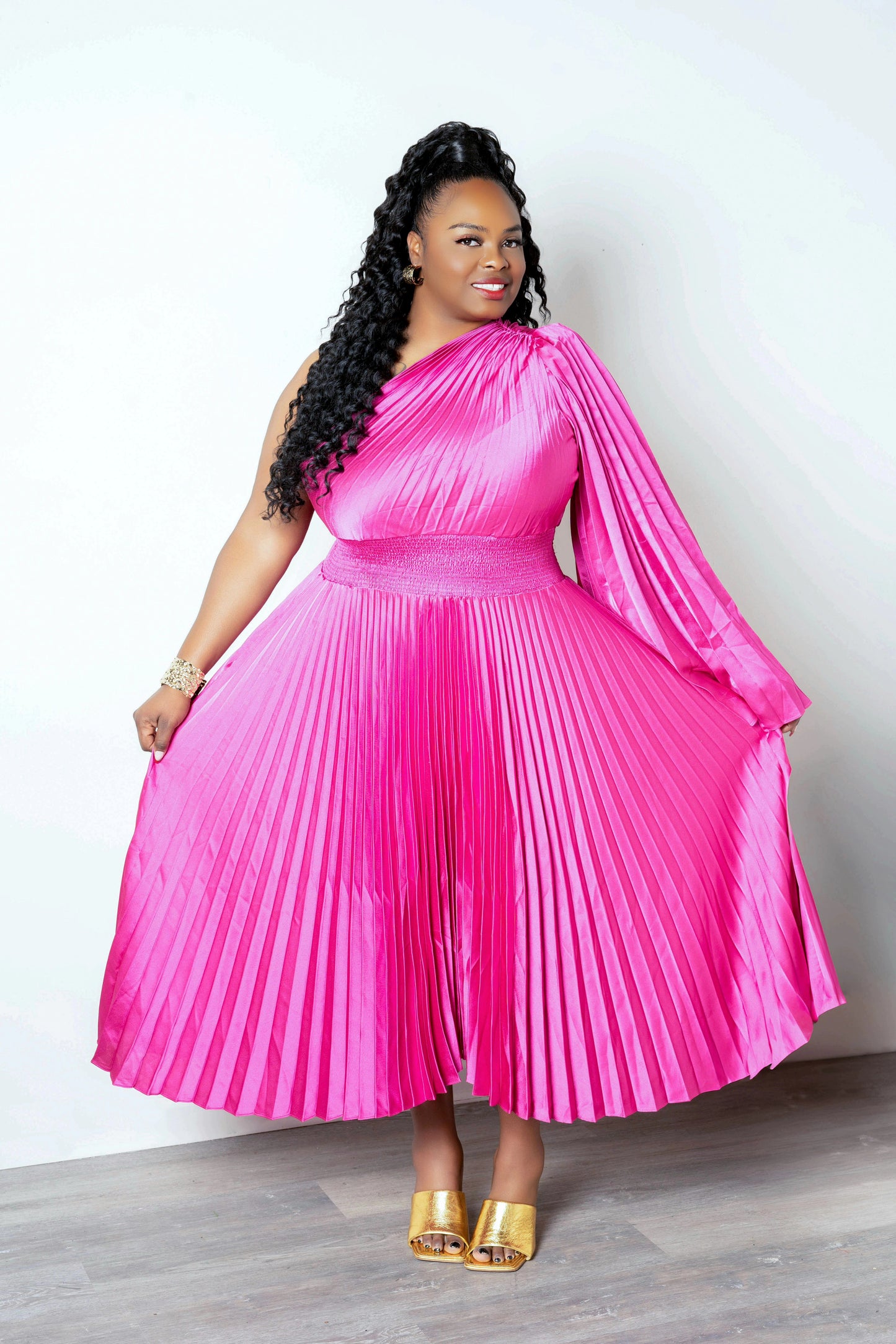 Always Sweet Fuchsia Pink Pleated Dress