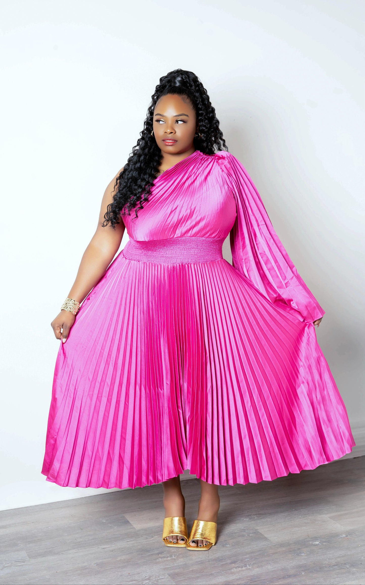 Always Sweet Fuchsia Pink Pleated Dress