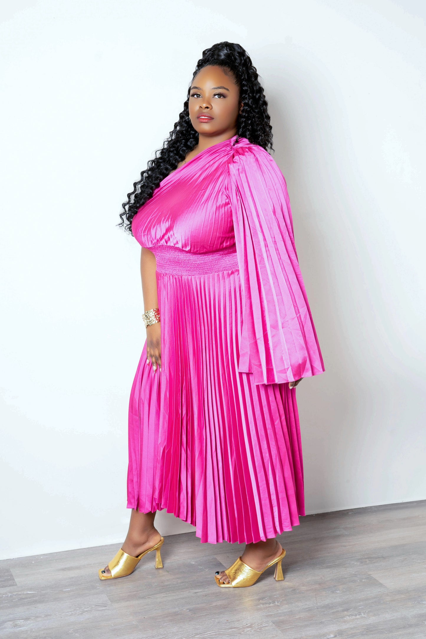 Always Sweet Fuchsia Pink Pleated Dress