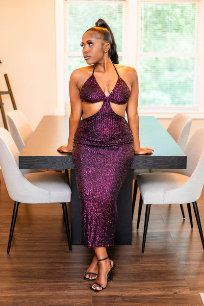 Punta Cana Purple Sequin Maxi Dress