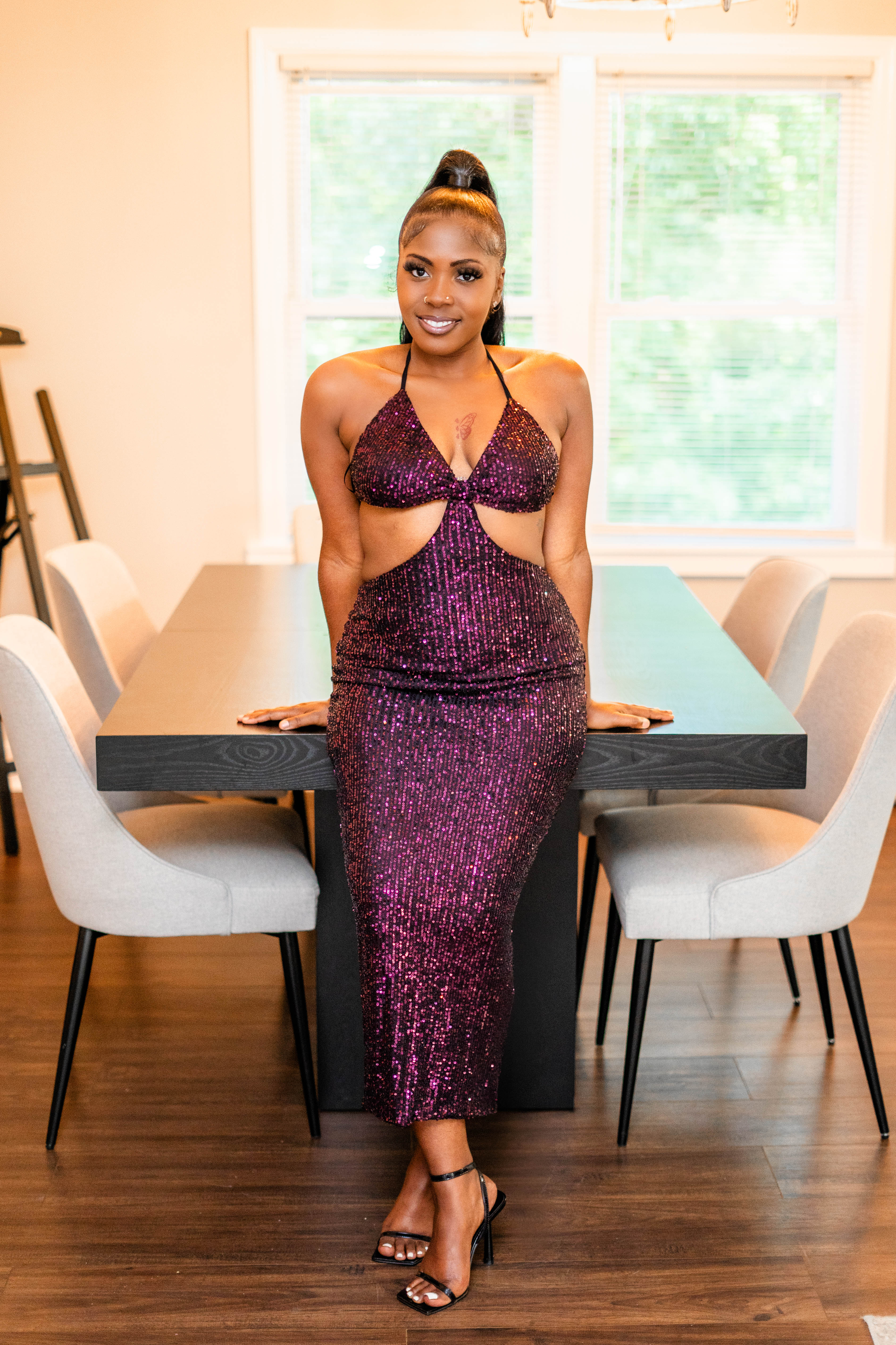 Purple sequin maxi dress hotsell