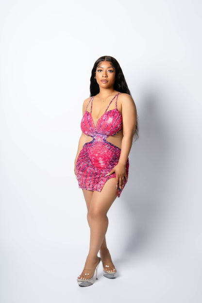 MISS VIEX Rhinestone Mini Dress
