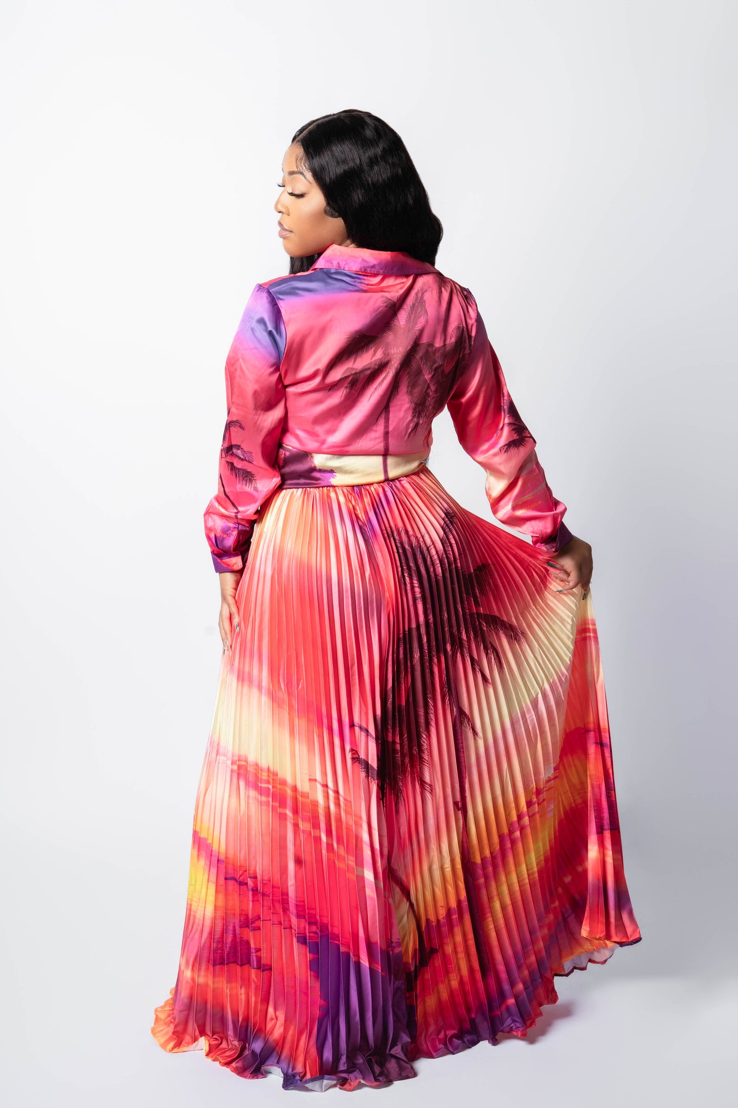 Tropical Paradise Sunset 2pc Skirt Set