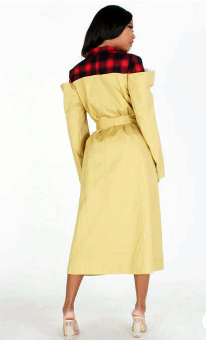 Plaid Meets Trench Coat Dress