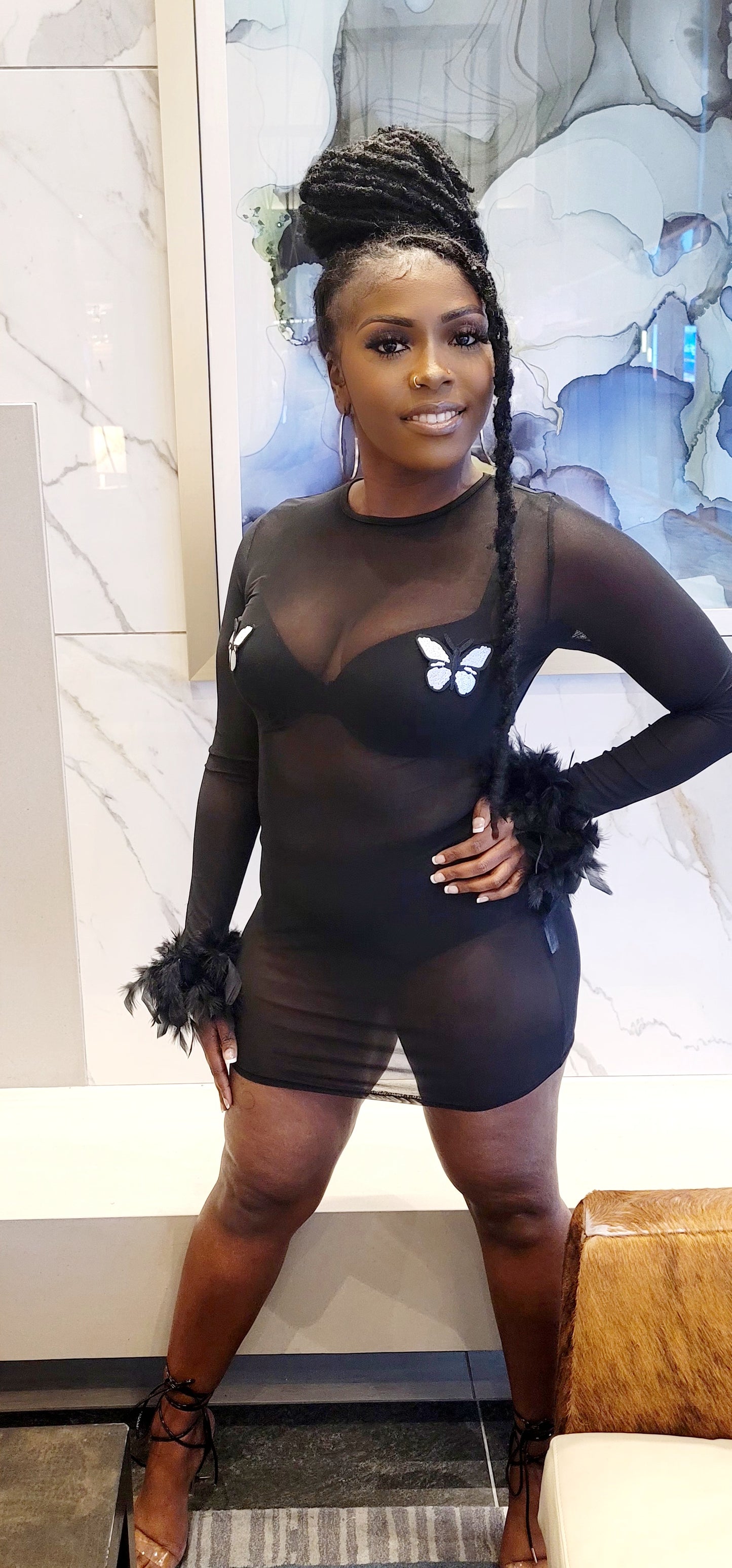 Black Butterfly Sheer Dress